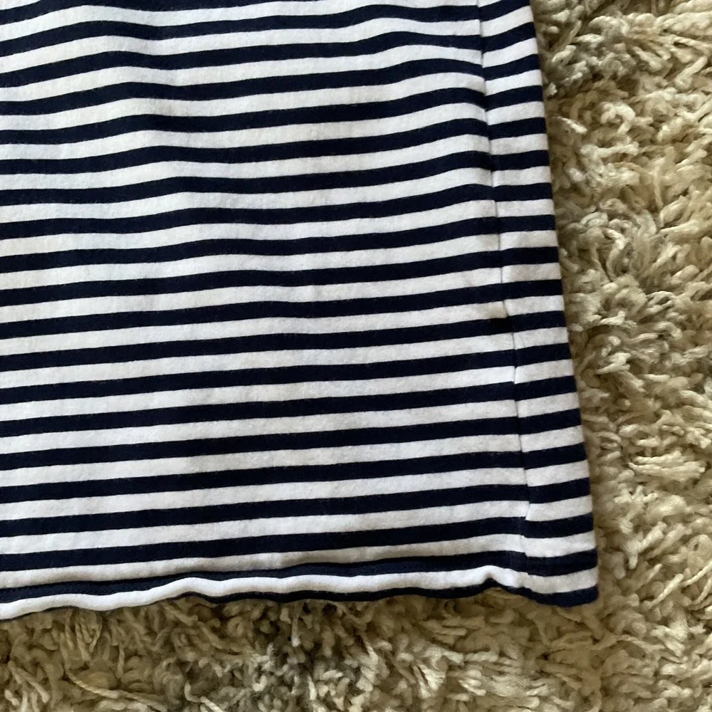 Michael Kors Navy White Striped Ruffle Sleeve Zipper Accent Shift Dress‎ XS